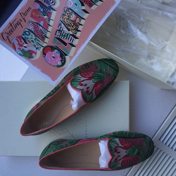 Charlotte Olympia brand new in box flamingo flat
